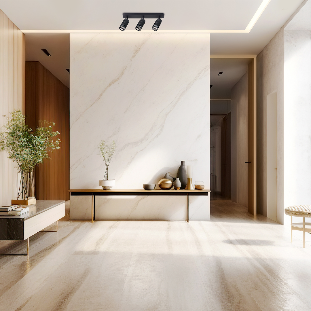 Plafoniera metalica neagra 3 lumini Vertical