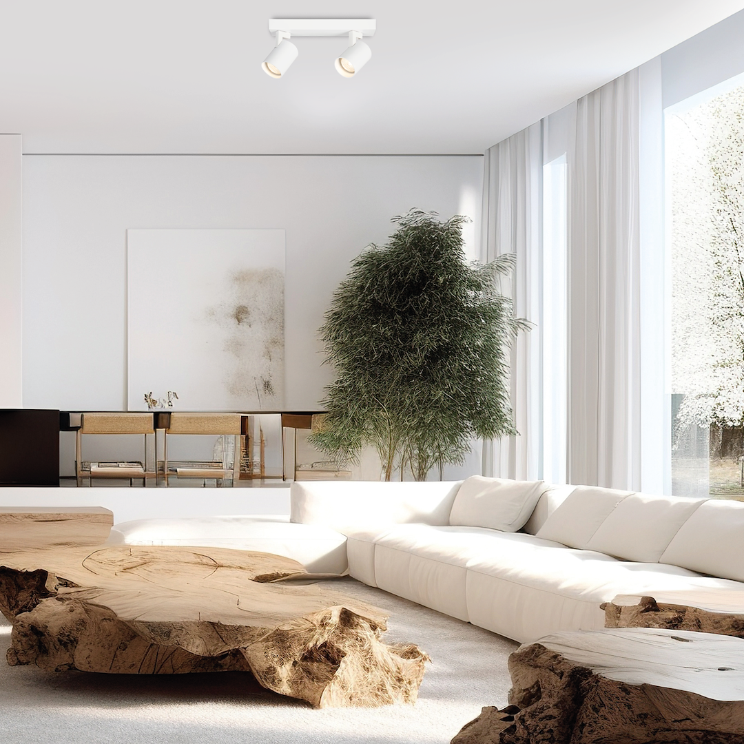 Plafoniera metalica alba 2 lumini Volf