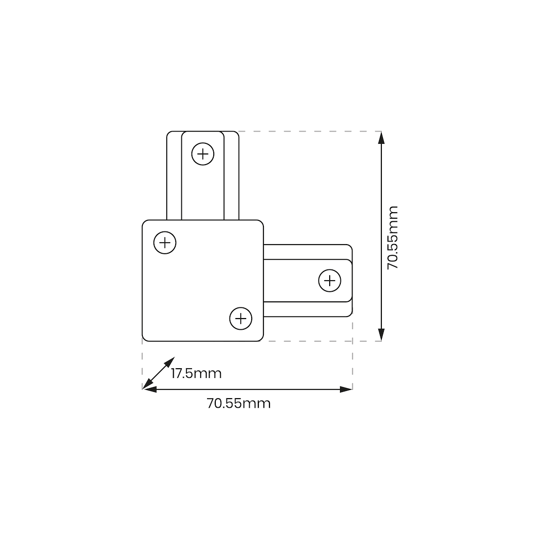 Conector L alb pentru sina monofazica Track Light