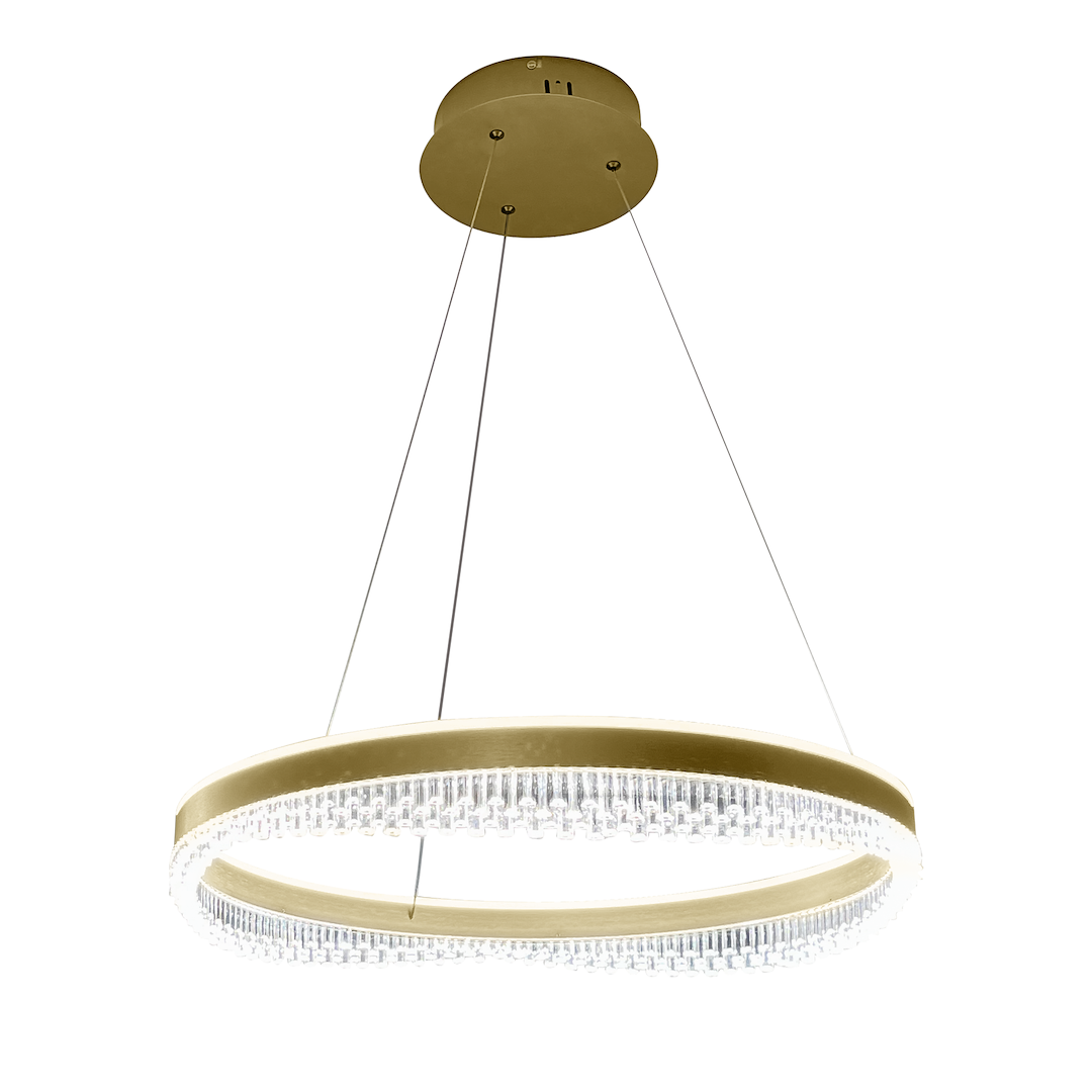 Lampa suspendata LED rotunda cu accente aurii Preciosa