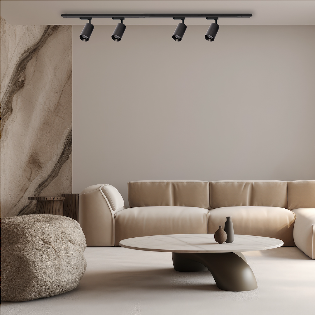 Proiector metalic negru pentru sina monofazica Track Light Pipe
