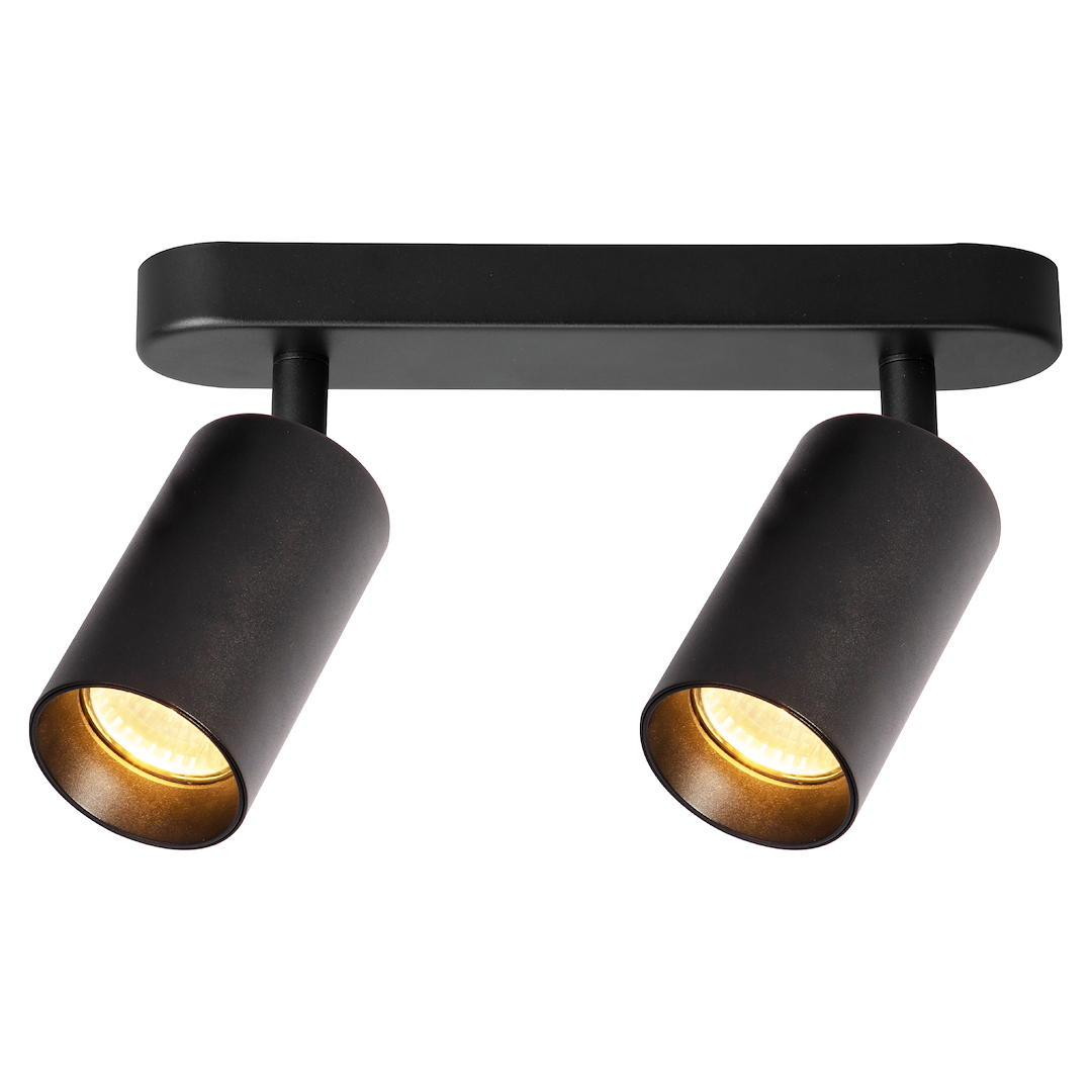Plafoniera metalica neagra 2 lumini Pipe
