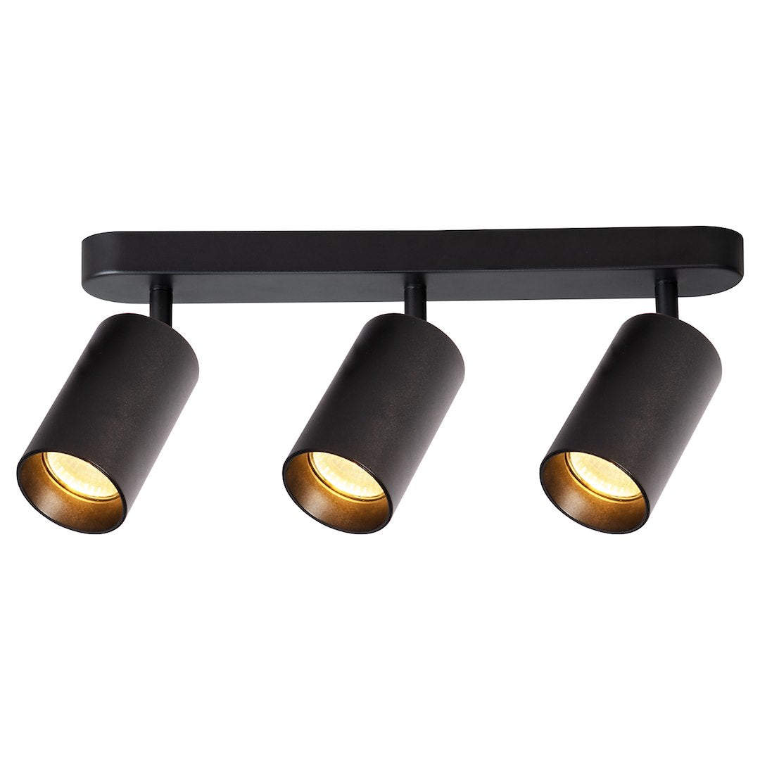 Plafoniera metalica neagra 3 lumini Pipe