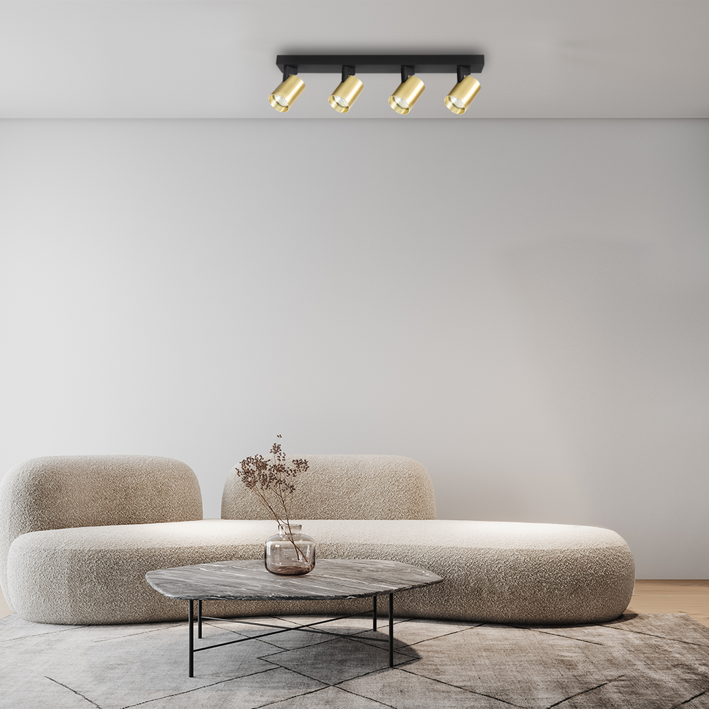 Plafoniera metalica aurie 4 lumini Volf