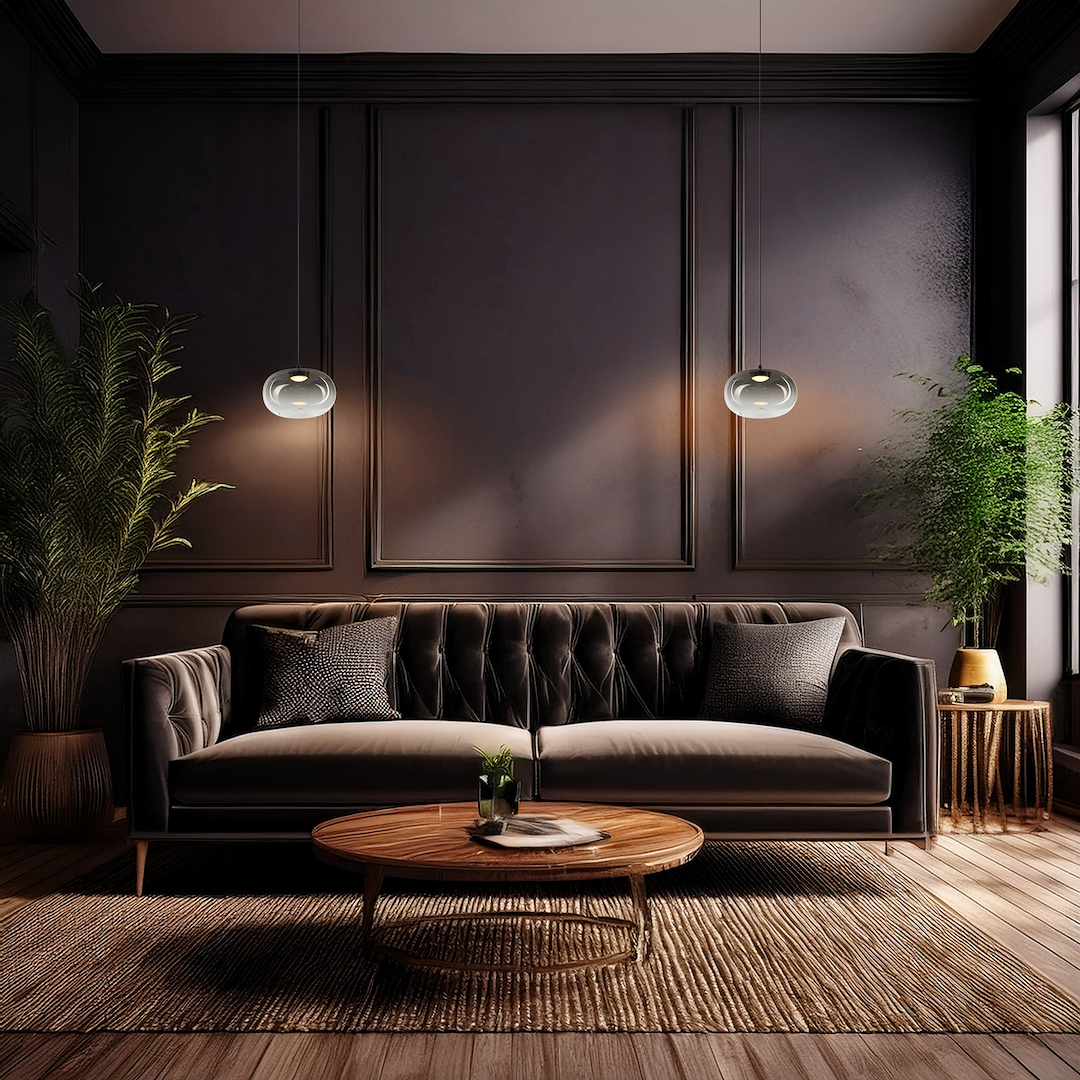 Lampa suspendata LED din sticla smoked Vaso