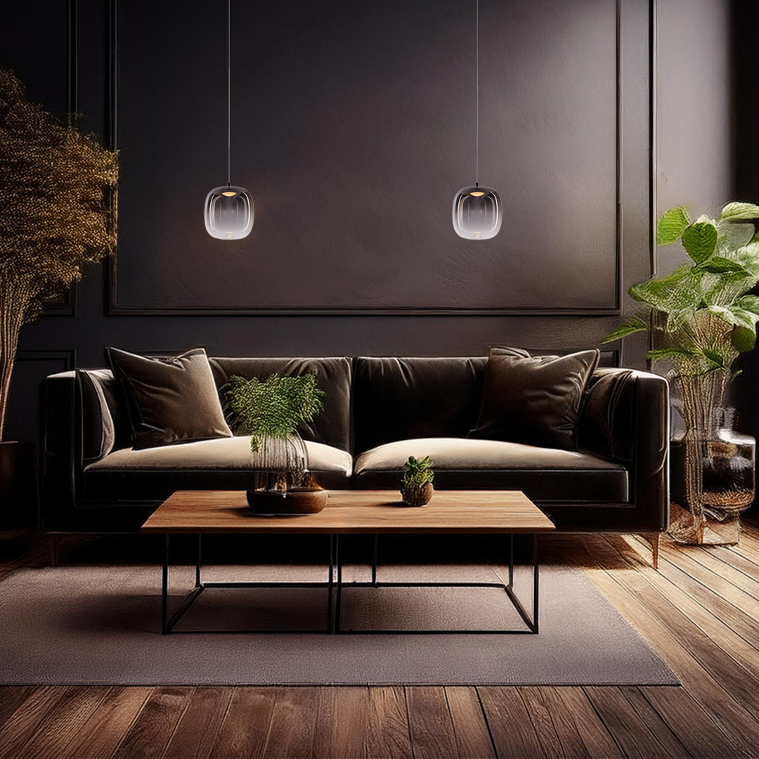 Lampa suspendata LED din sticla smoked Vaso 2