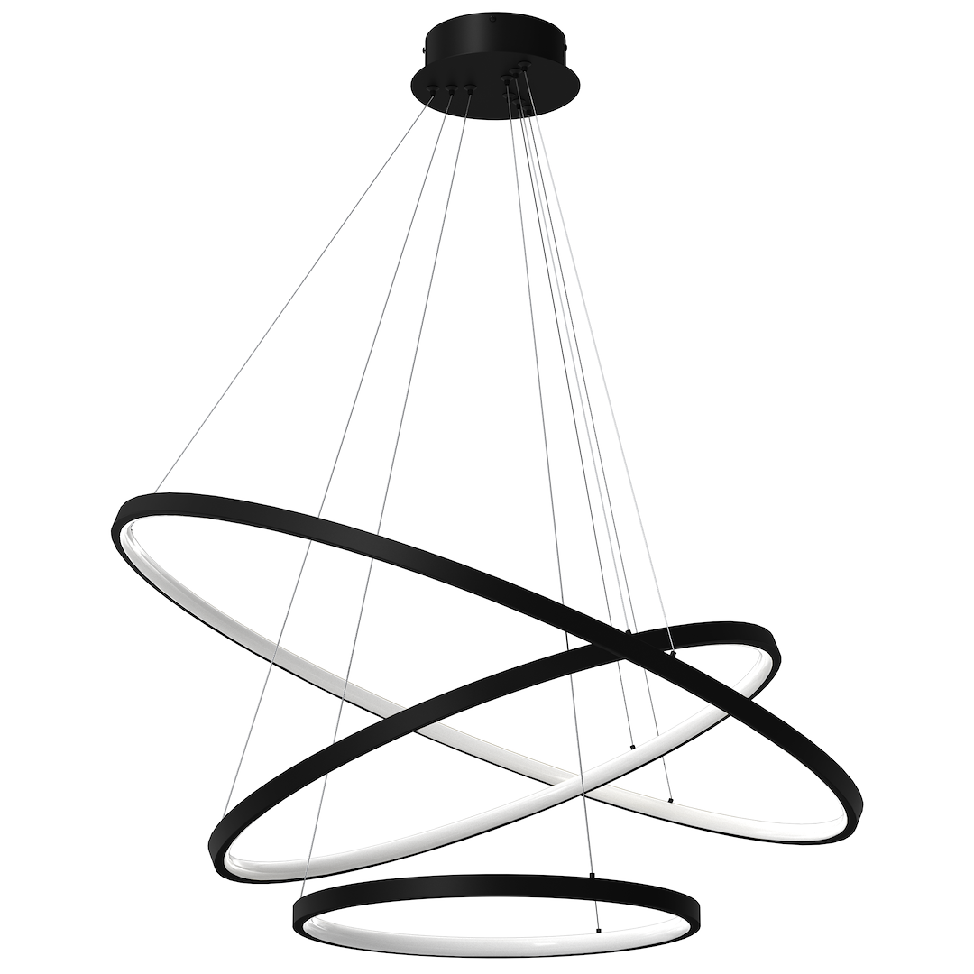 Lampa suspendata LED neagra 3 lumini Hoop