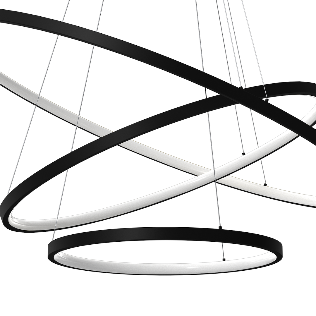 Lampa suspendata LED neagra 3 lumini Hoop