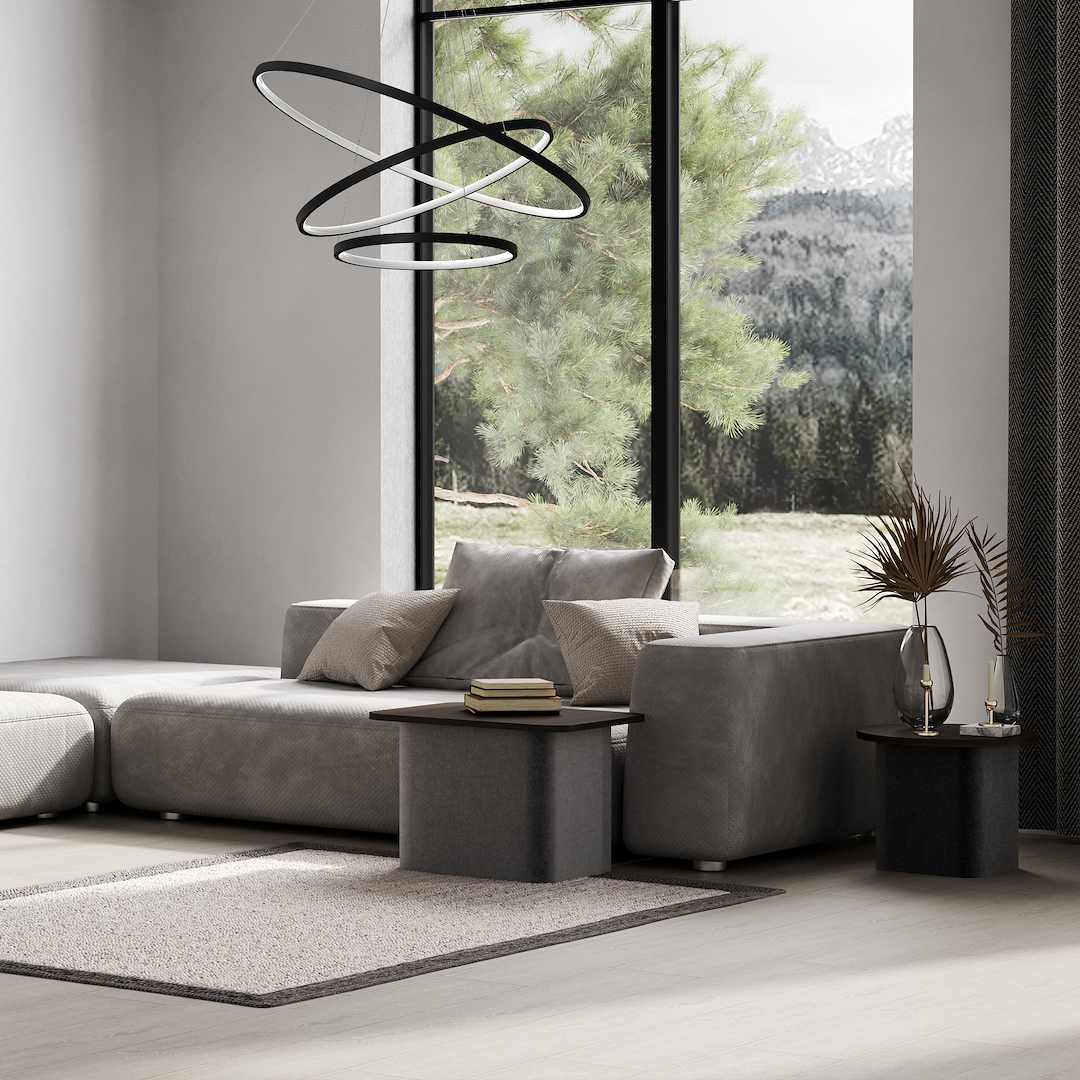 Lampa suspendata LED neagra 3 lumini Hoop