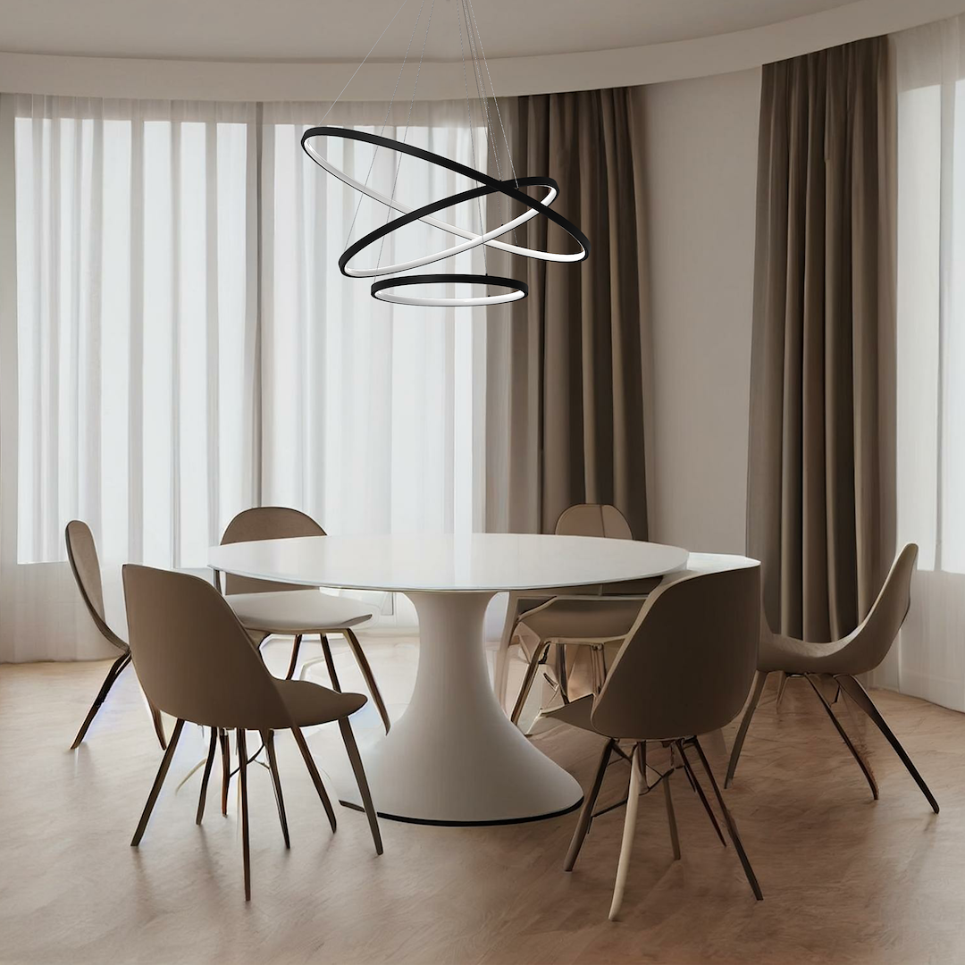 Lampa suspendata LED neagra 3 lumini Hoop
