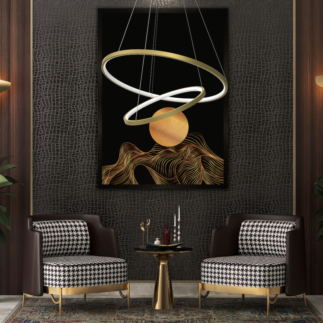 Lampa suspendata LED aurie 2 lumini Hoop
