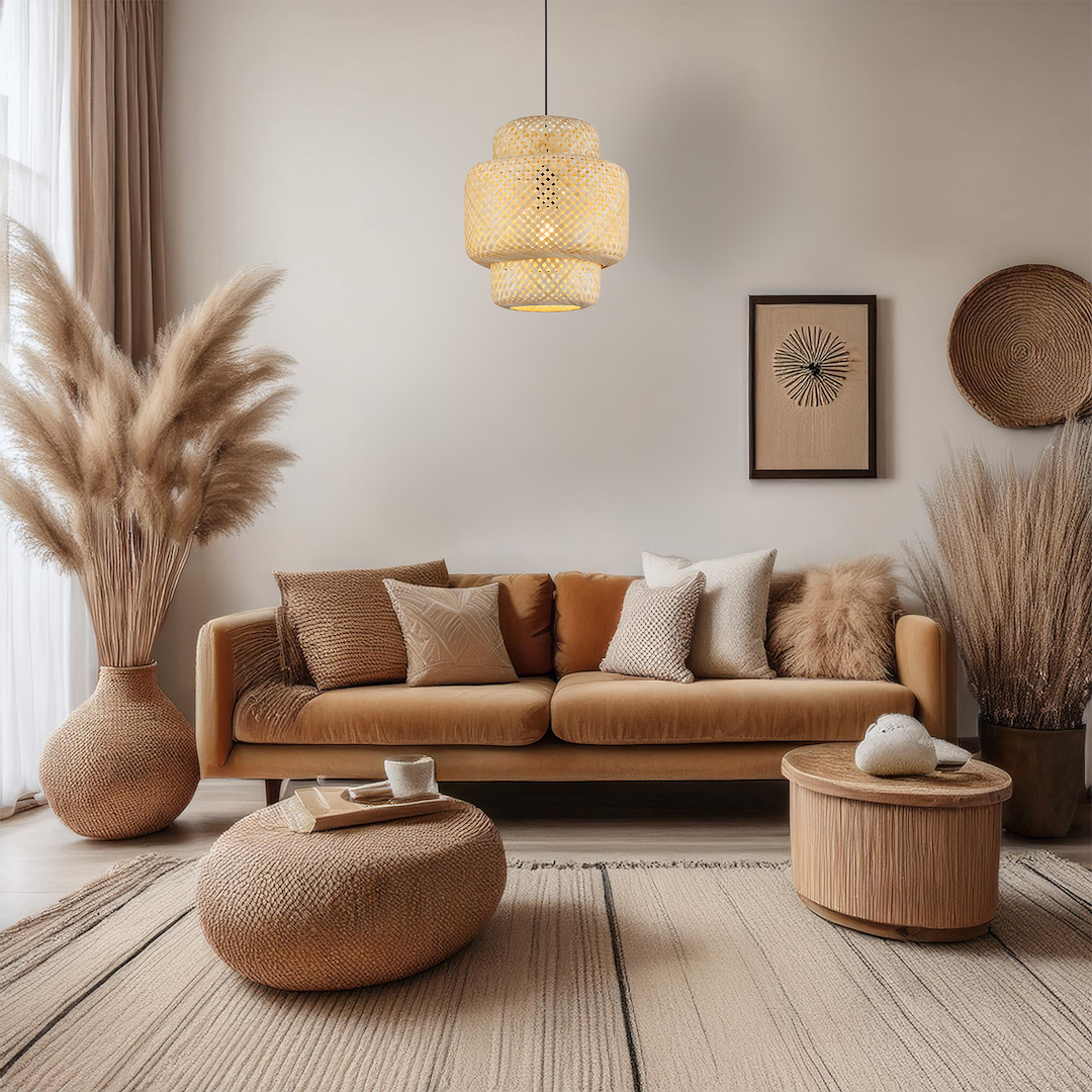 Lampa suspendata cu abrajur bambus ⌀ 300mm Hestia