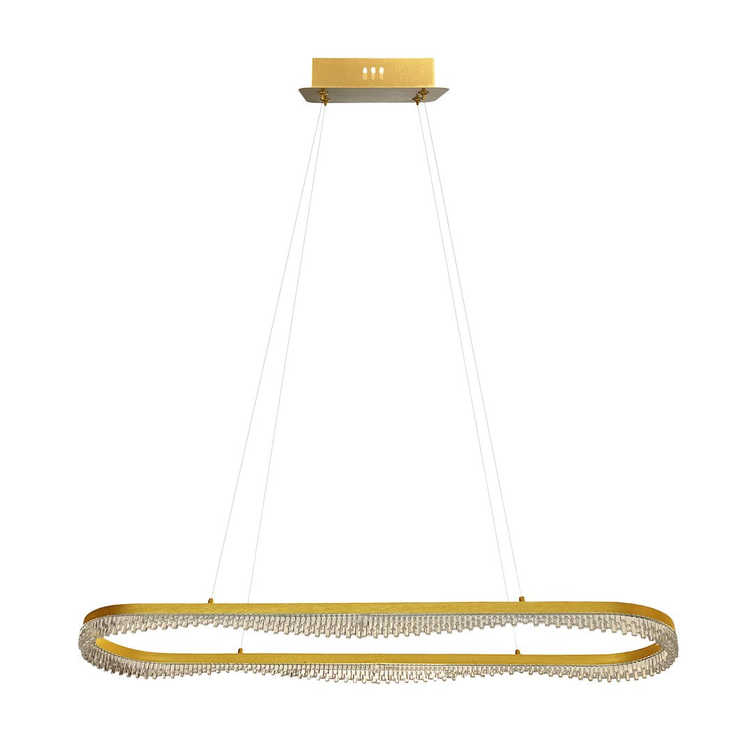 Lampa suspendata LED ovala cu accente aurii Preciosa