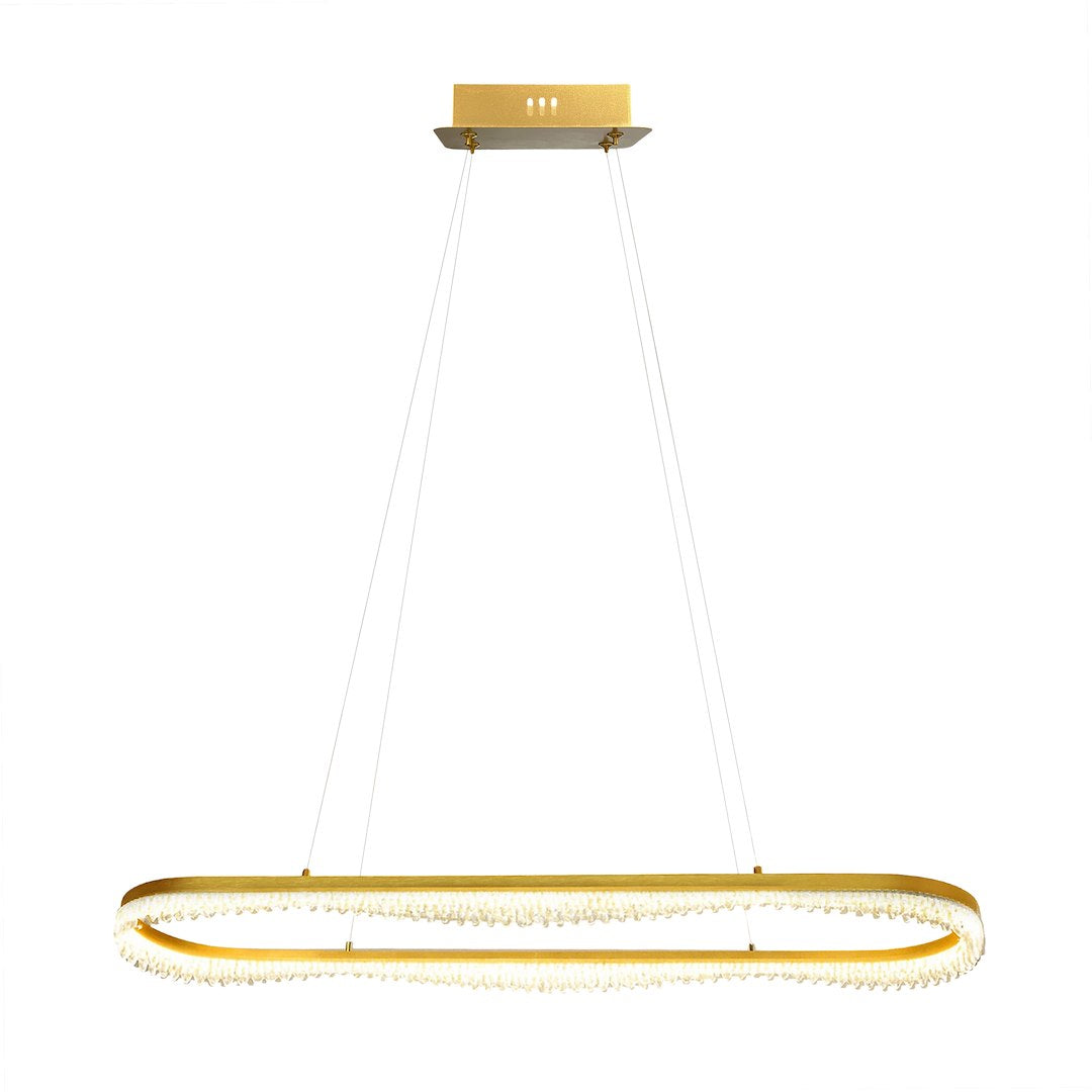 Lampa suspendata LED ovala cu accente aurii Preciosa