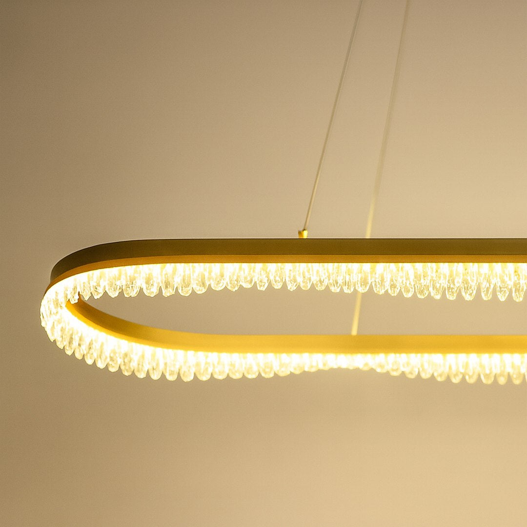 Lampa suspendata LED ovala cu accente aurii Preciosa