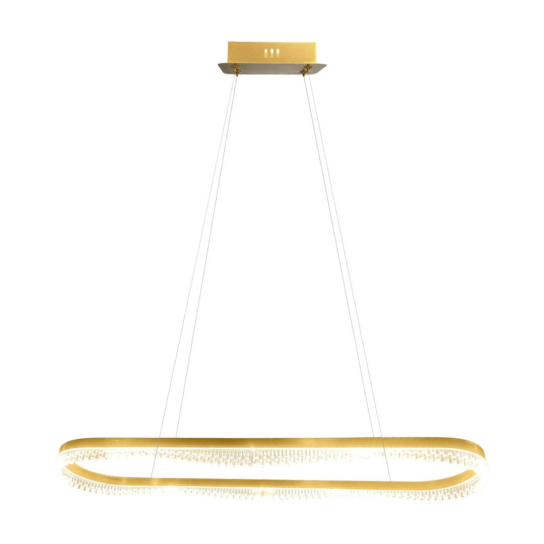 Lampa suspendata LED ovala cu accente aurii Preciosa