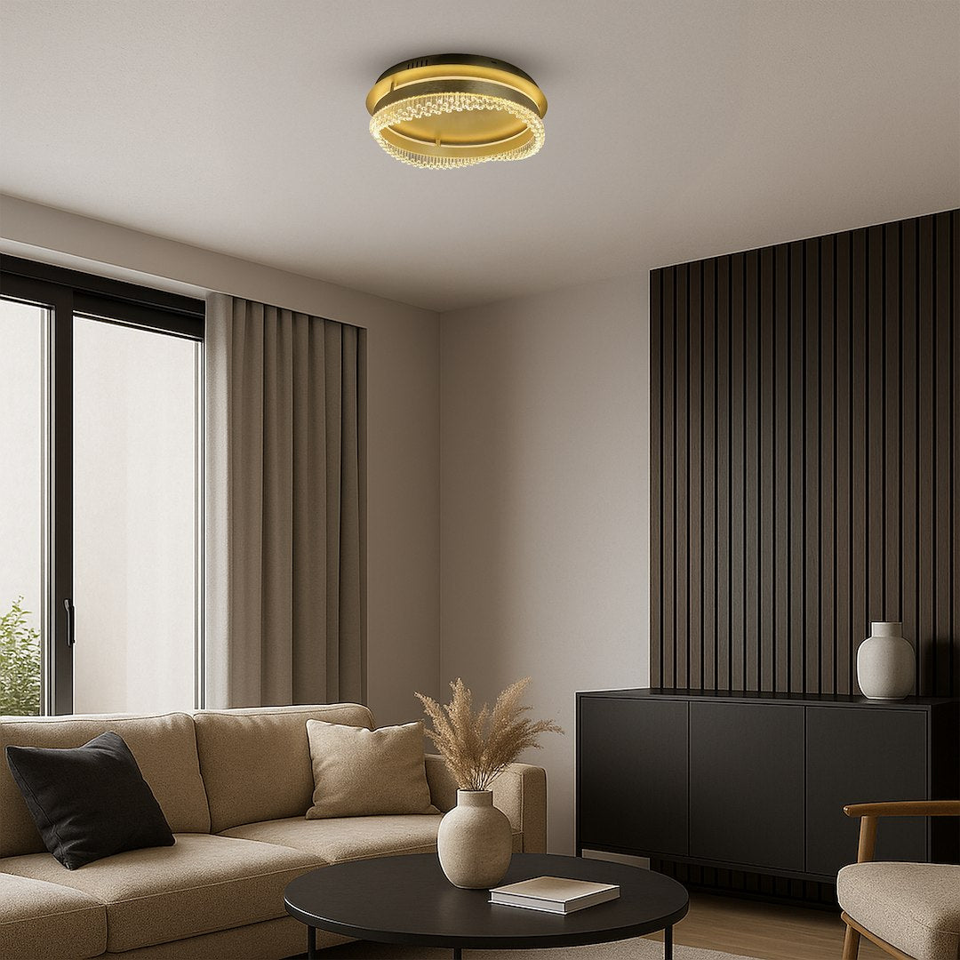 Plafoniera LED rotunda cu accente aurii Preciosa