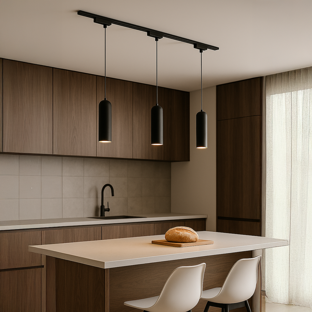 Proiector metalic negru pentru sina monofazica Track Light Pipe Luminaire