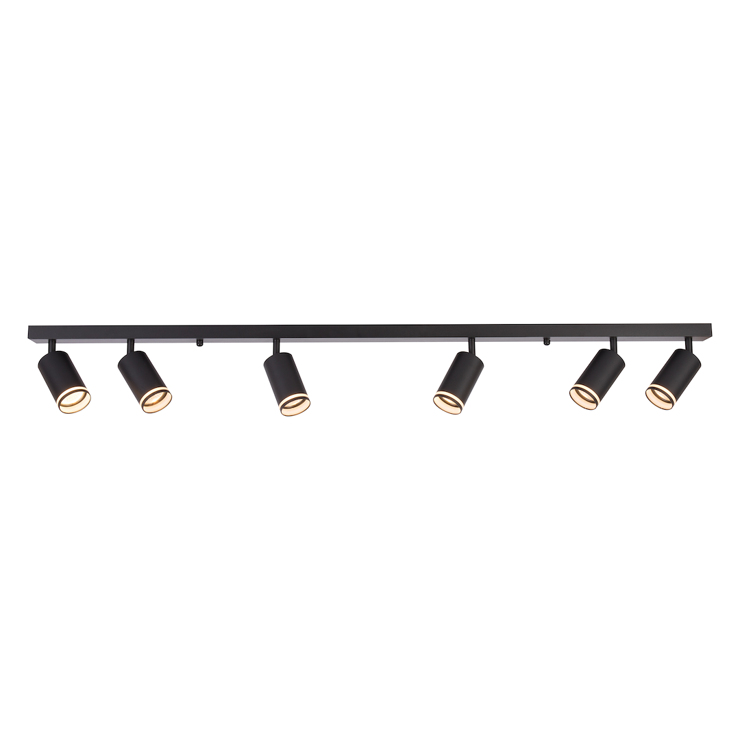 Plafoniera metalica neagra 6 lumini Pipe Ring