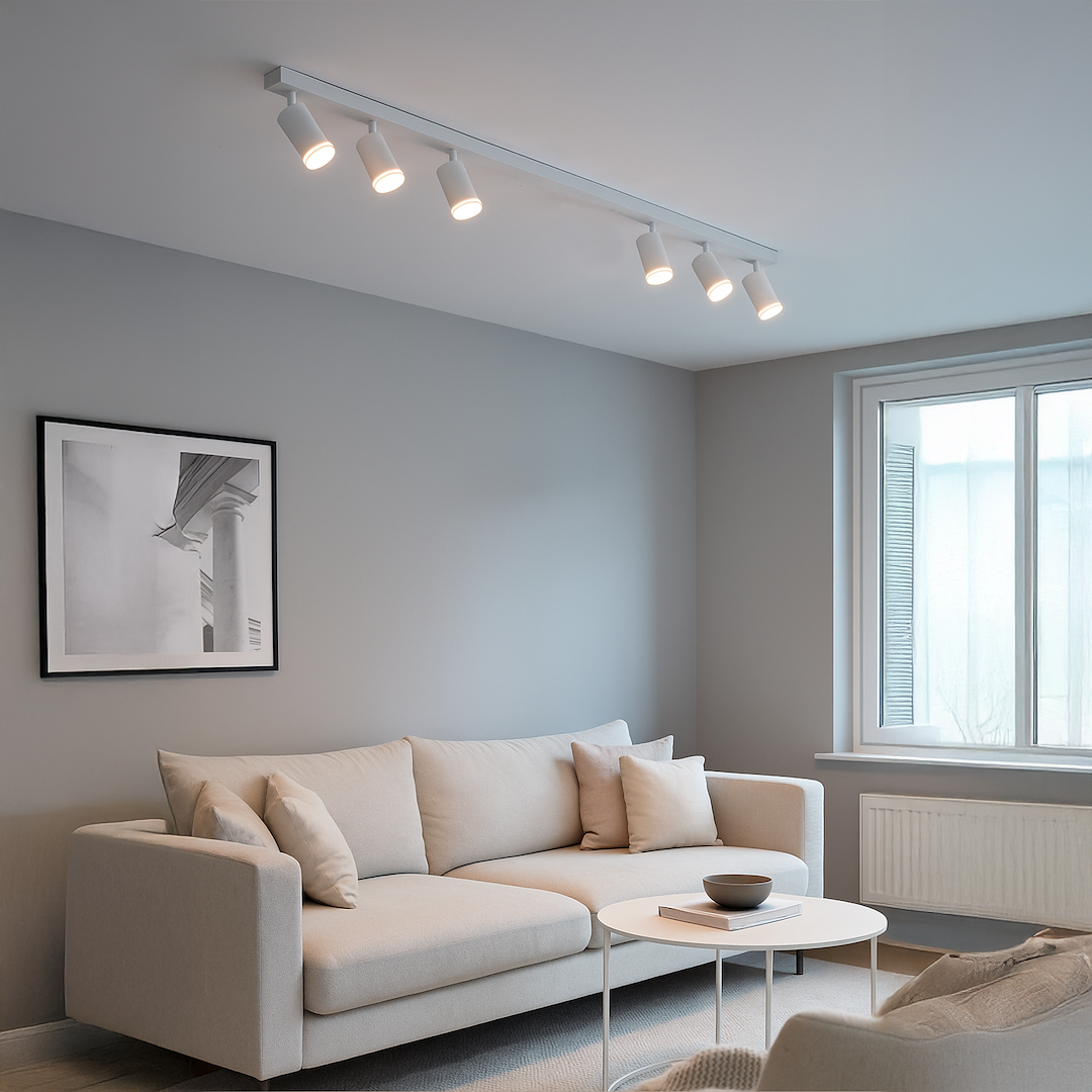 Plafoniera metalica alba 6 lumini Pipe Ring