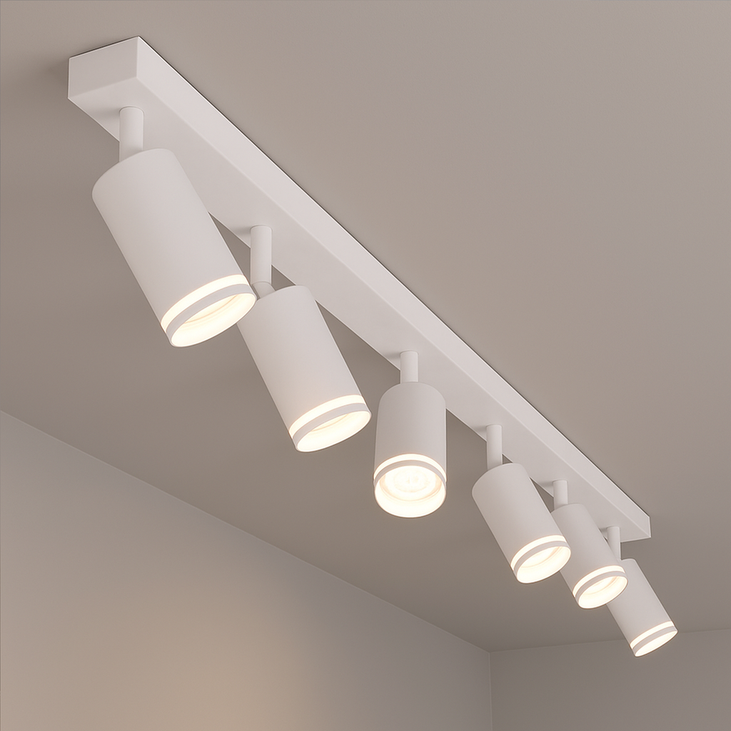 Plafoniera metalica alba 6 lumini Pipe Ring