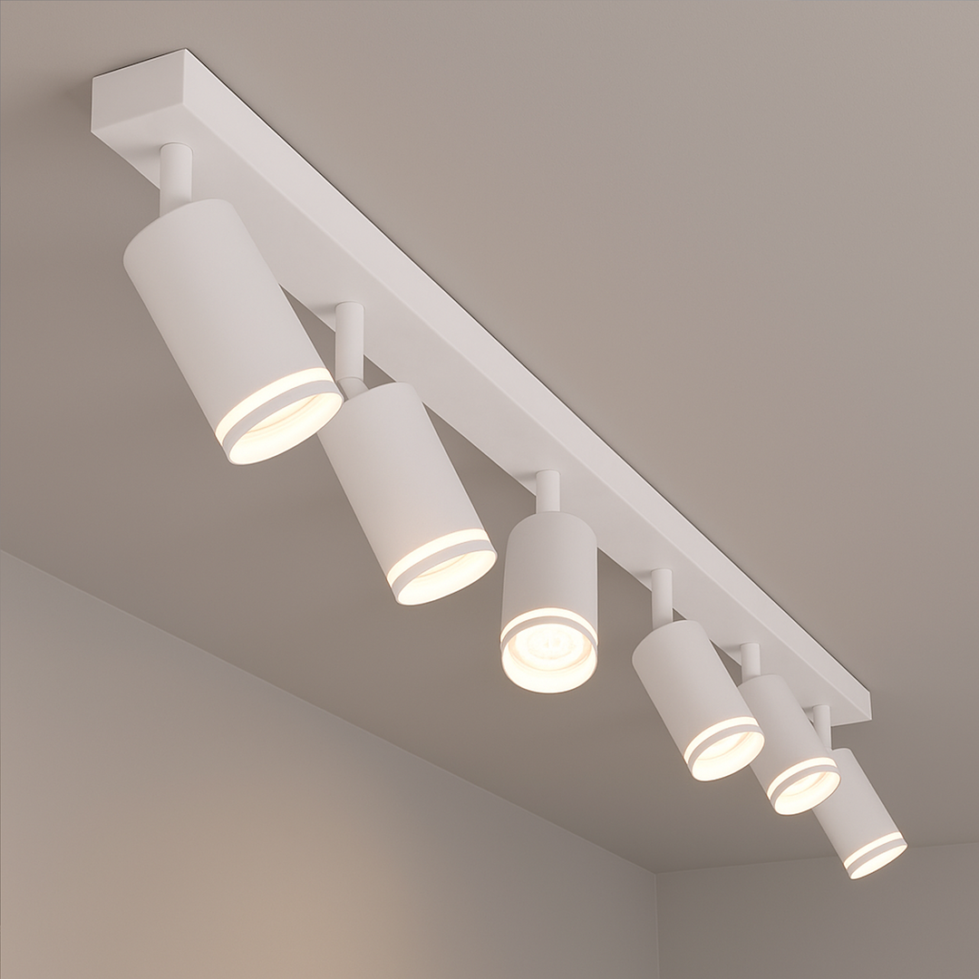 Plafoniera metalica alba 6 lumini Pipe Ring