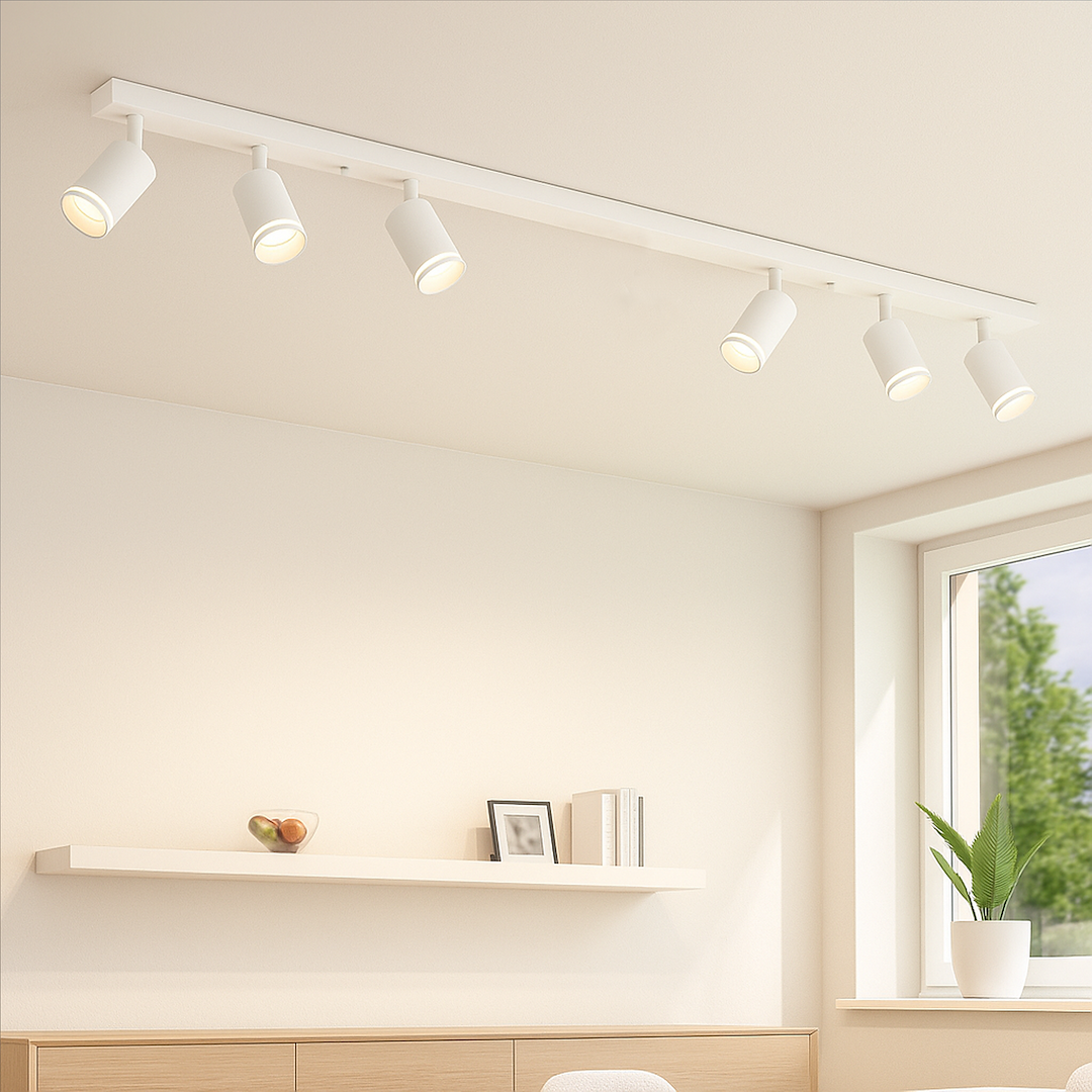 Plafoniera metalica alba 6 lumini Pipe Ring