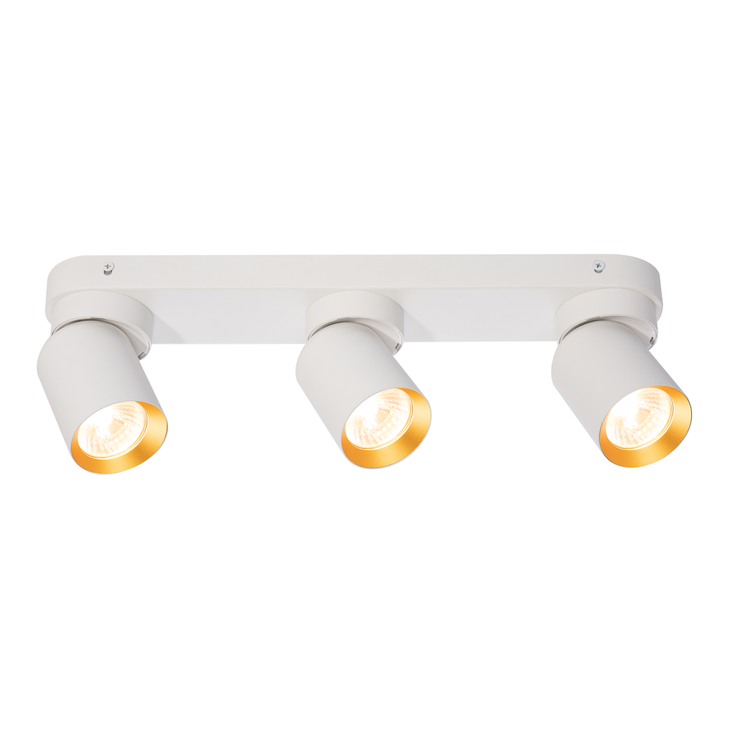 Plafoniera metalica alba cu accente aurii 3 lumini Andy