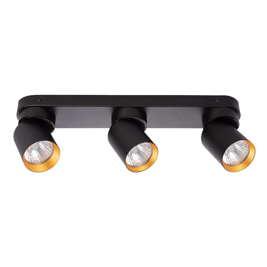 Plafoniera metalica neagra cu accente aurii 3 lumini Andy