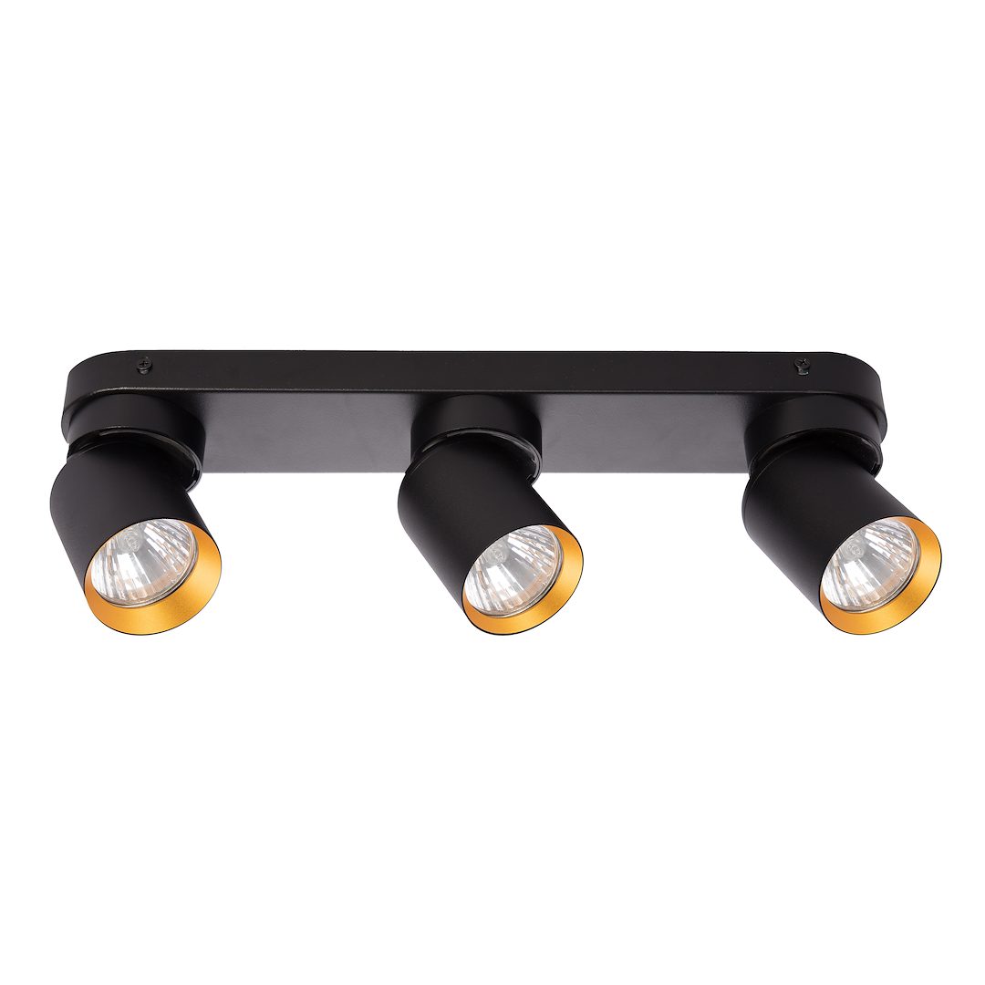 Plafoniera metalica neagra cu accente aurii 3 lumini Andy