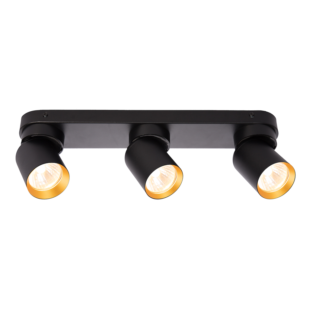 Plafoniera metalica neagra cu accente aurii 3 lumini Andy