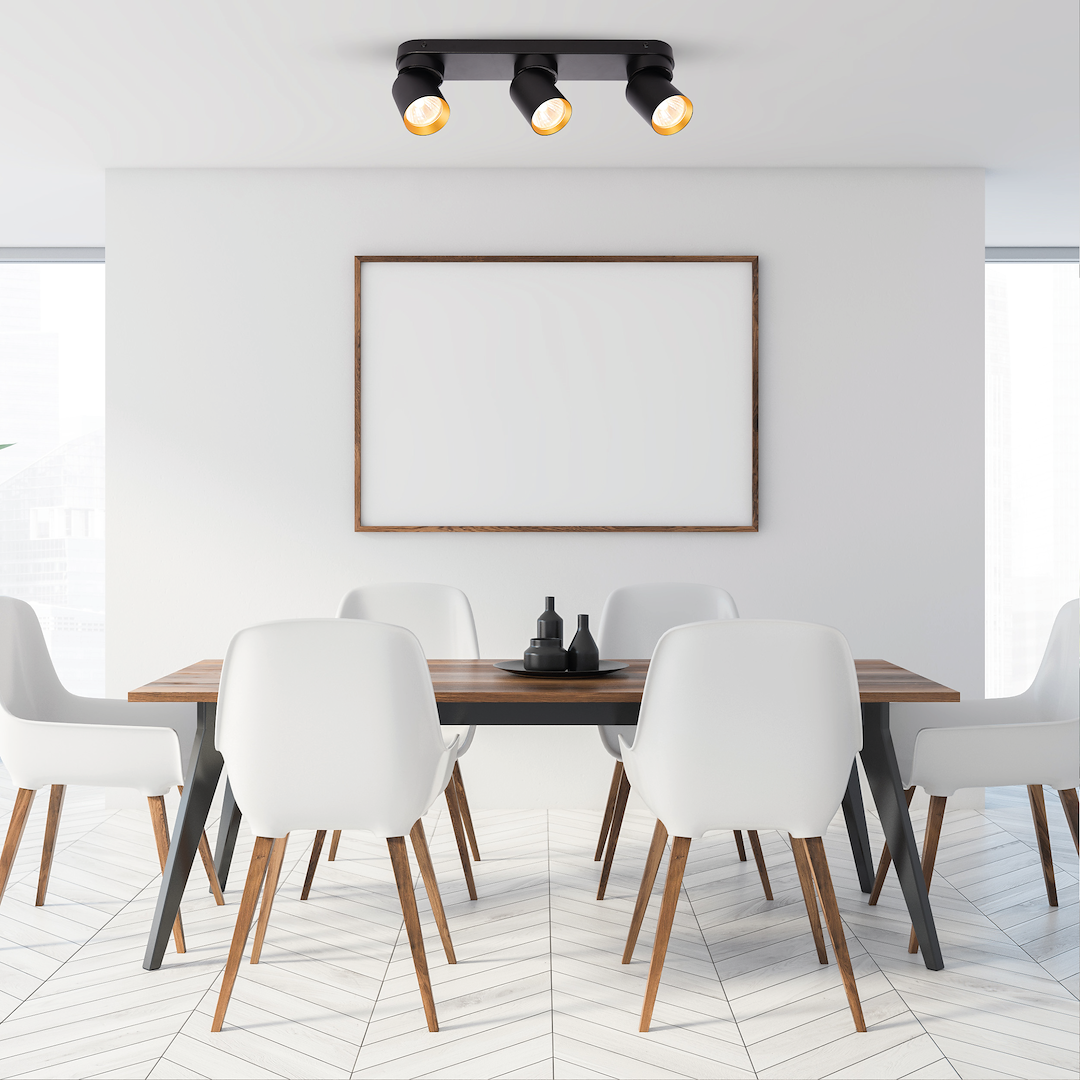 Plafoniera metalica neagra cu accente aurii 3 lumini Andy