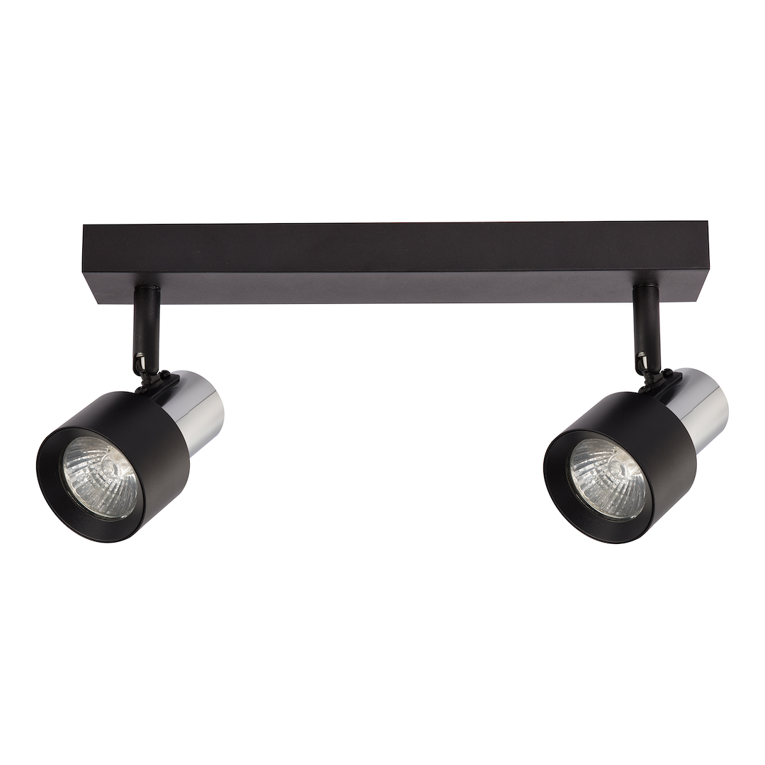 Plafoniera neagra cu accente cromate 2 lumini Cino
