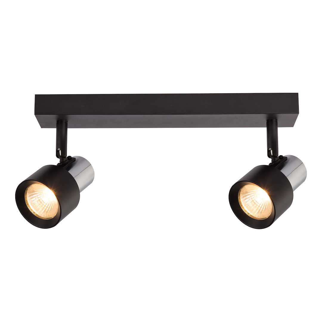 Plafoniera neagra cu accente cromate 2 lumini Cino