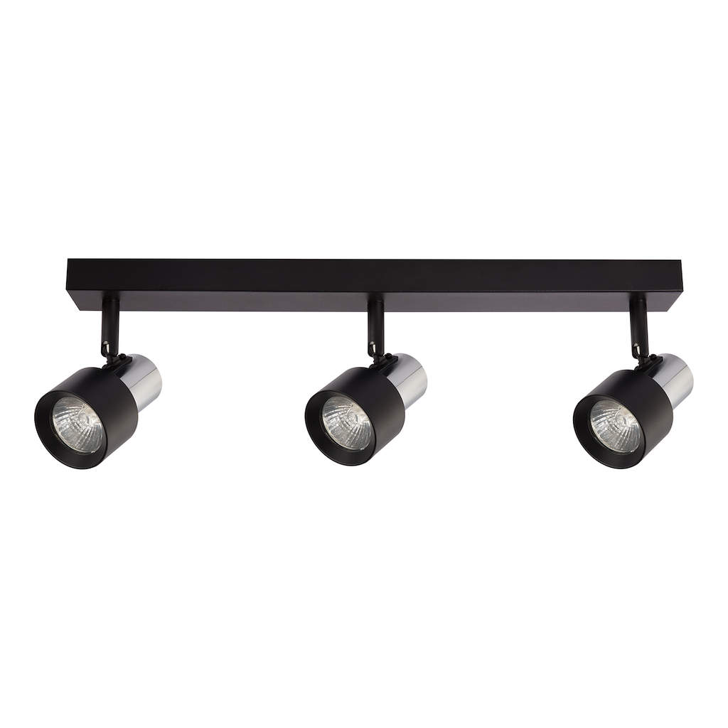 Plafoniera neagra accente cromate 3 lumini Cino