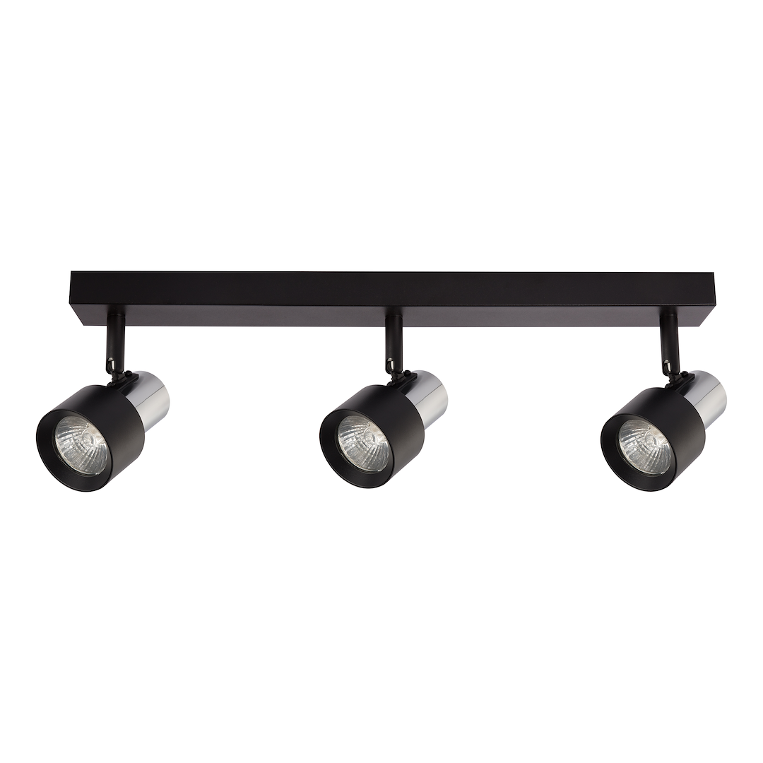 Plafoniera neagra accente cromate 3 lumini Cino