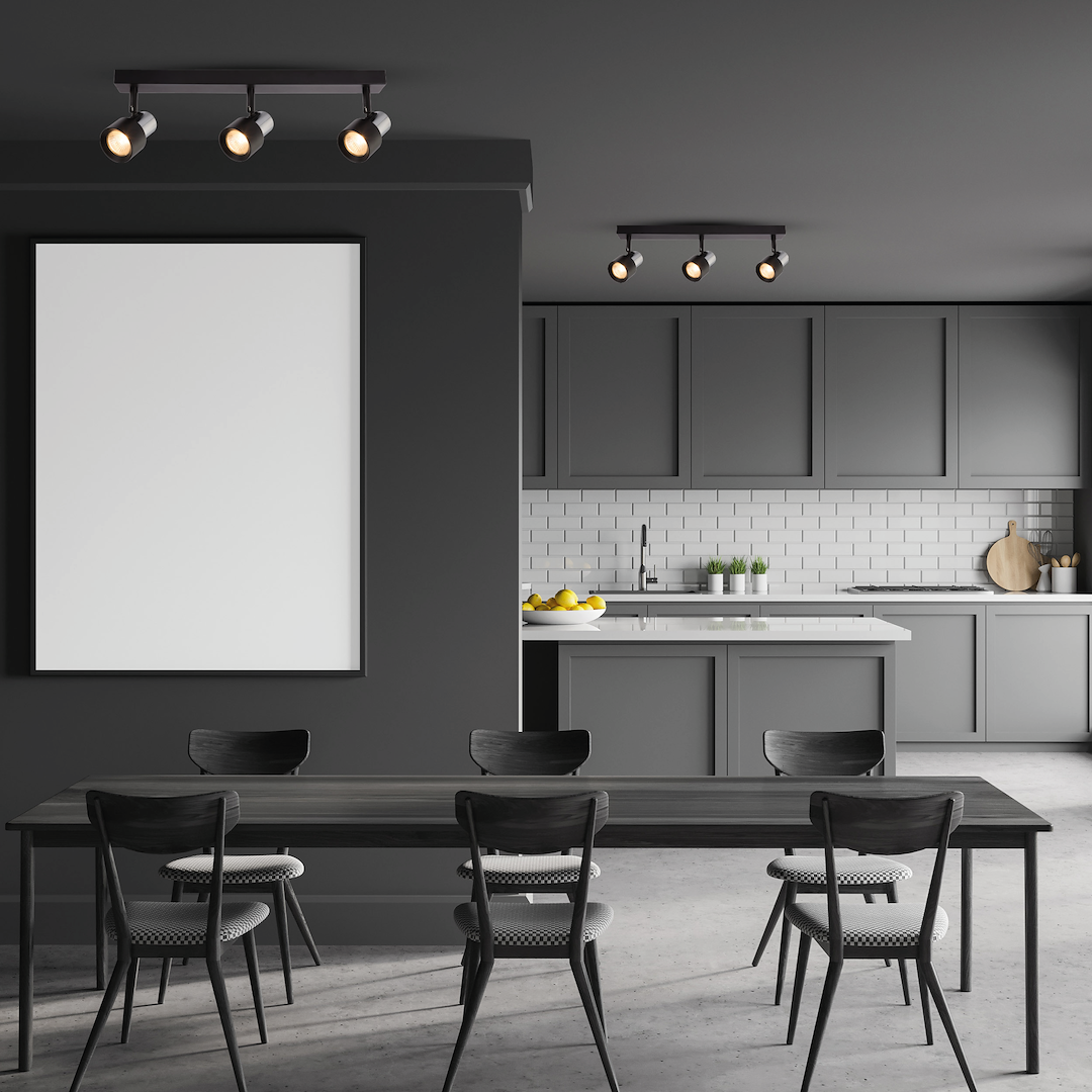 Plafoniera neagra accente cromate 3 lumini Cino