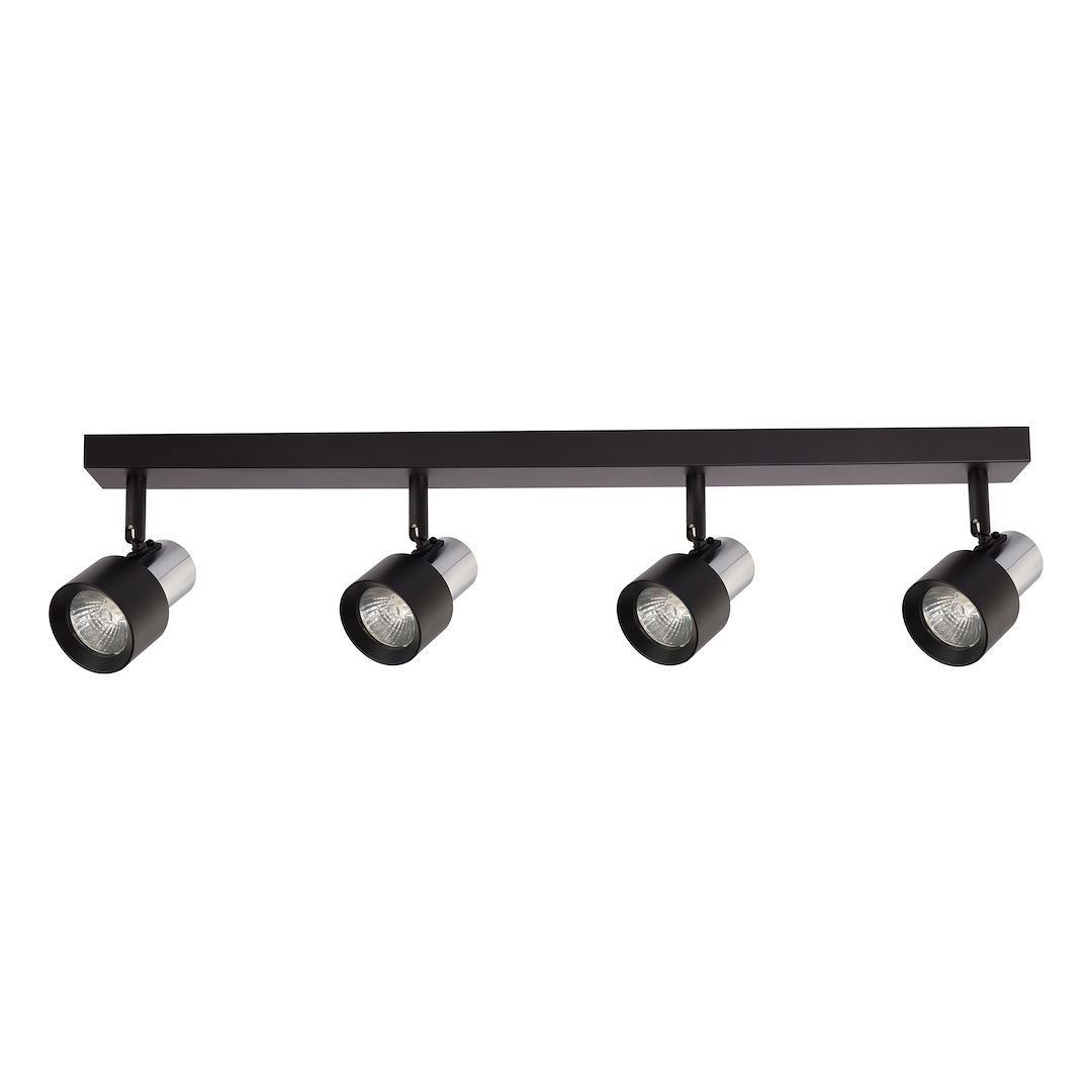 Plafoniera neagra cu accente cromate 4 lumini Cino