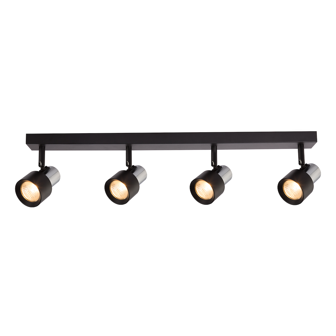 Plafoniera neagra cu accente cromate 4 lumini Cino