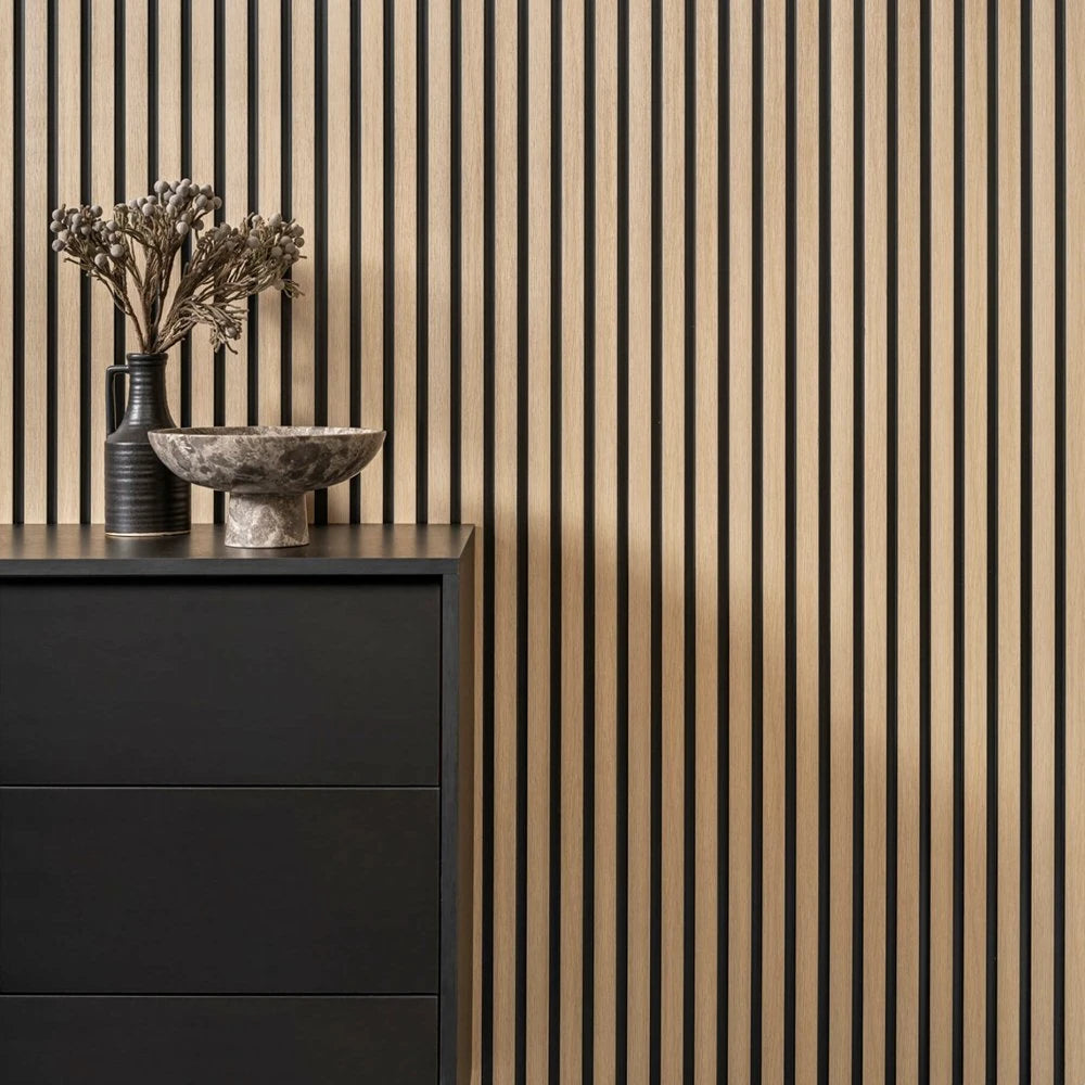 Panou decorativ riflaj polimer dur Lamelli Medio Light Oak