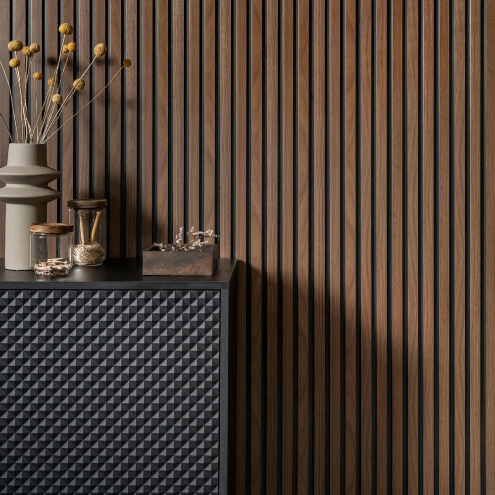 Panou decorativ riflaj polimer dur Lamelli Medio Dark Oak
