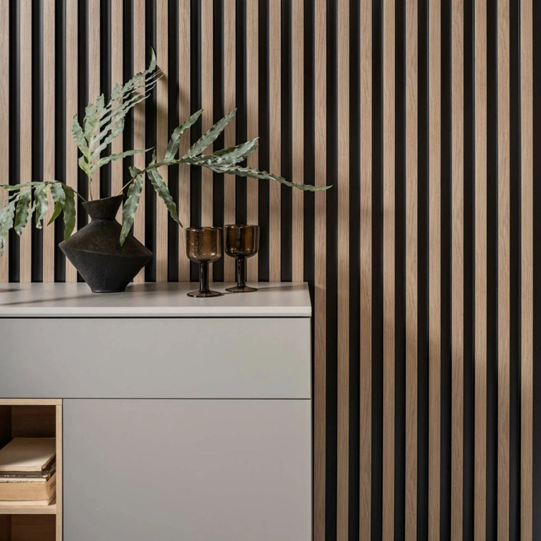 Panou decorativ riflaj polimer dur Lamelli Largo Gray Oak