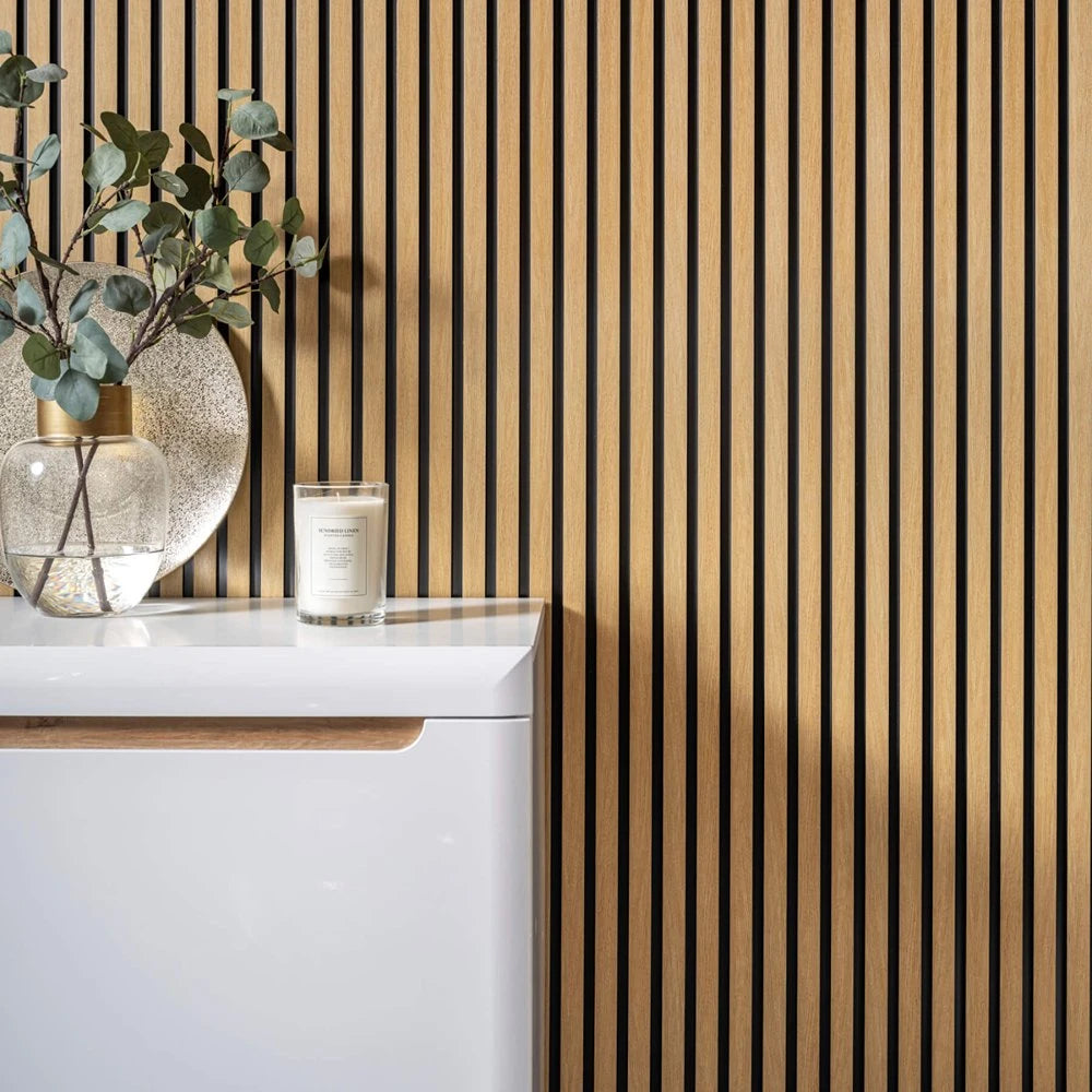 Panou decorativ riflaj polimer dur Lamelli Medio Natural Oak