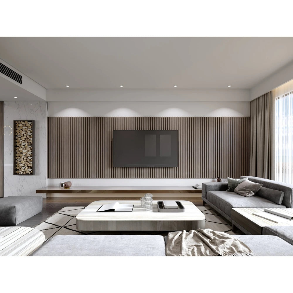 Panou decorativ riflaj polimer dur Lamelli Medio Gray Oak