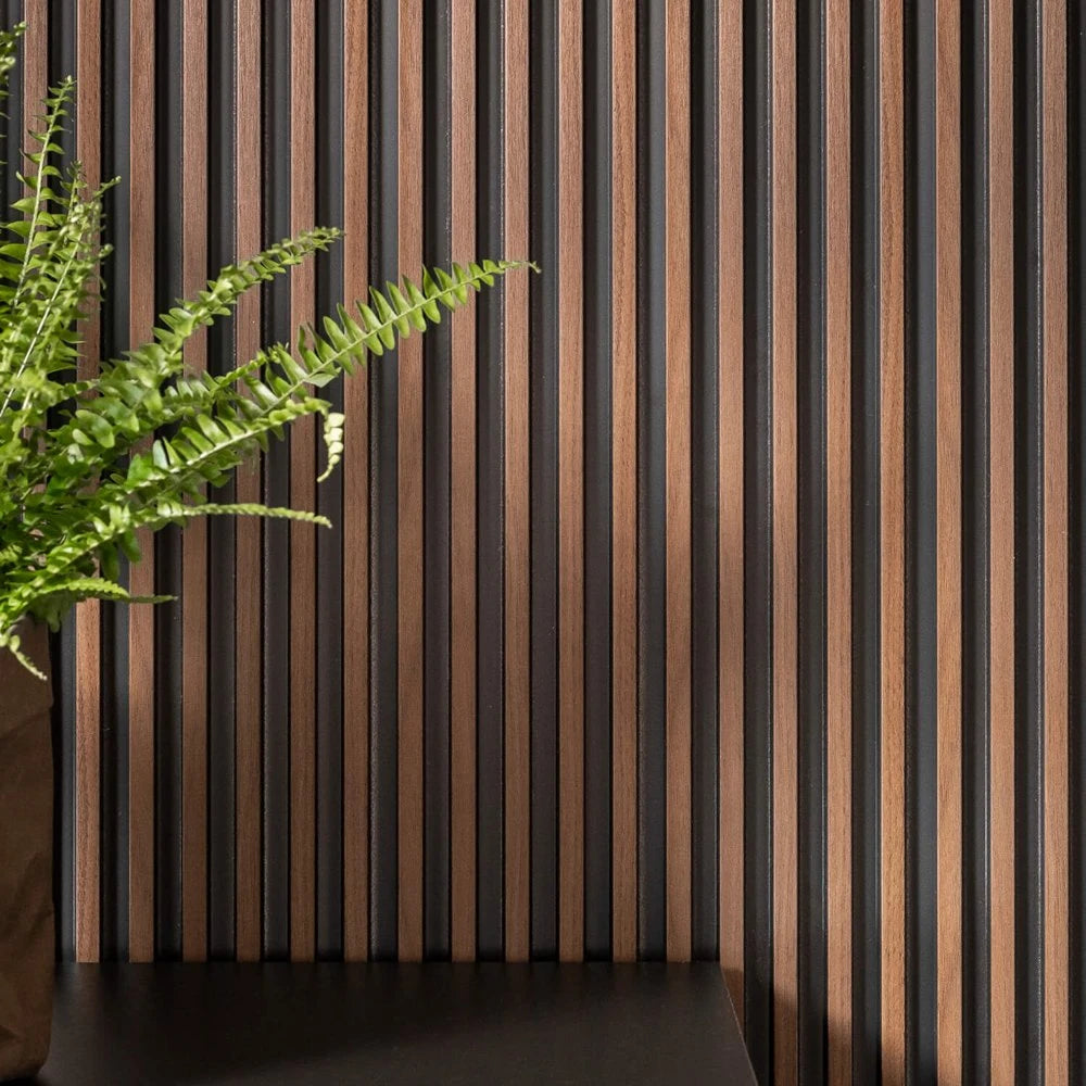 Panou decorativ riflaj polimer dur Lamelli Stretto Dark Oak