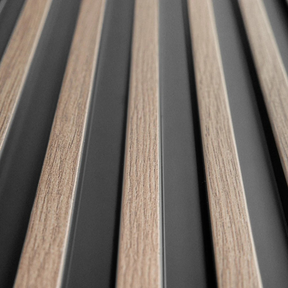 Panou decorativ riflaj polimer dur Lamelli Stretto Gray Oak