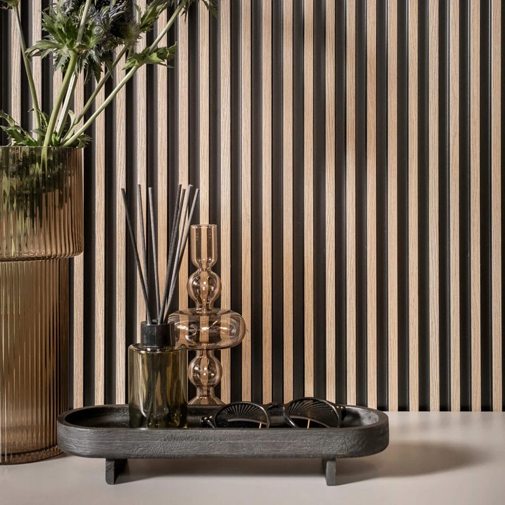 Panou decorativ riflaj polimer dur Lamelli Stretto Gray Oak