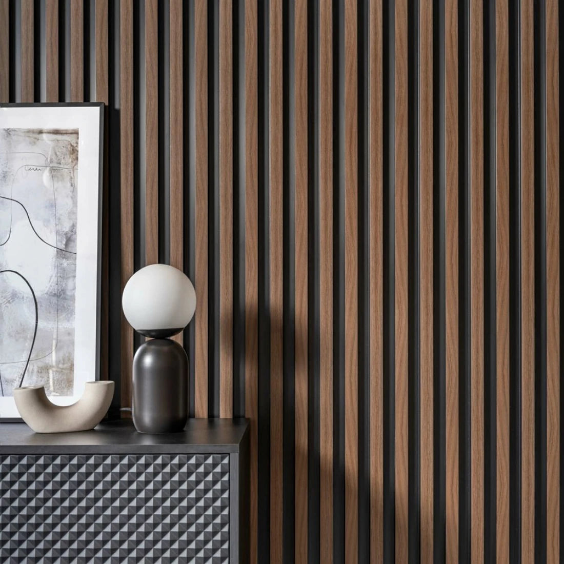 Panou decorativ riflaj polimer dur Lamelli Largo Dark Oak