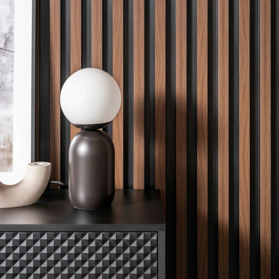 Panou decorativ riflaj polimer dur Lamelli Largo Dark Oak