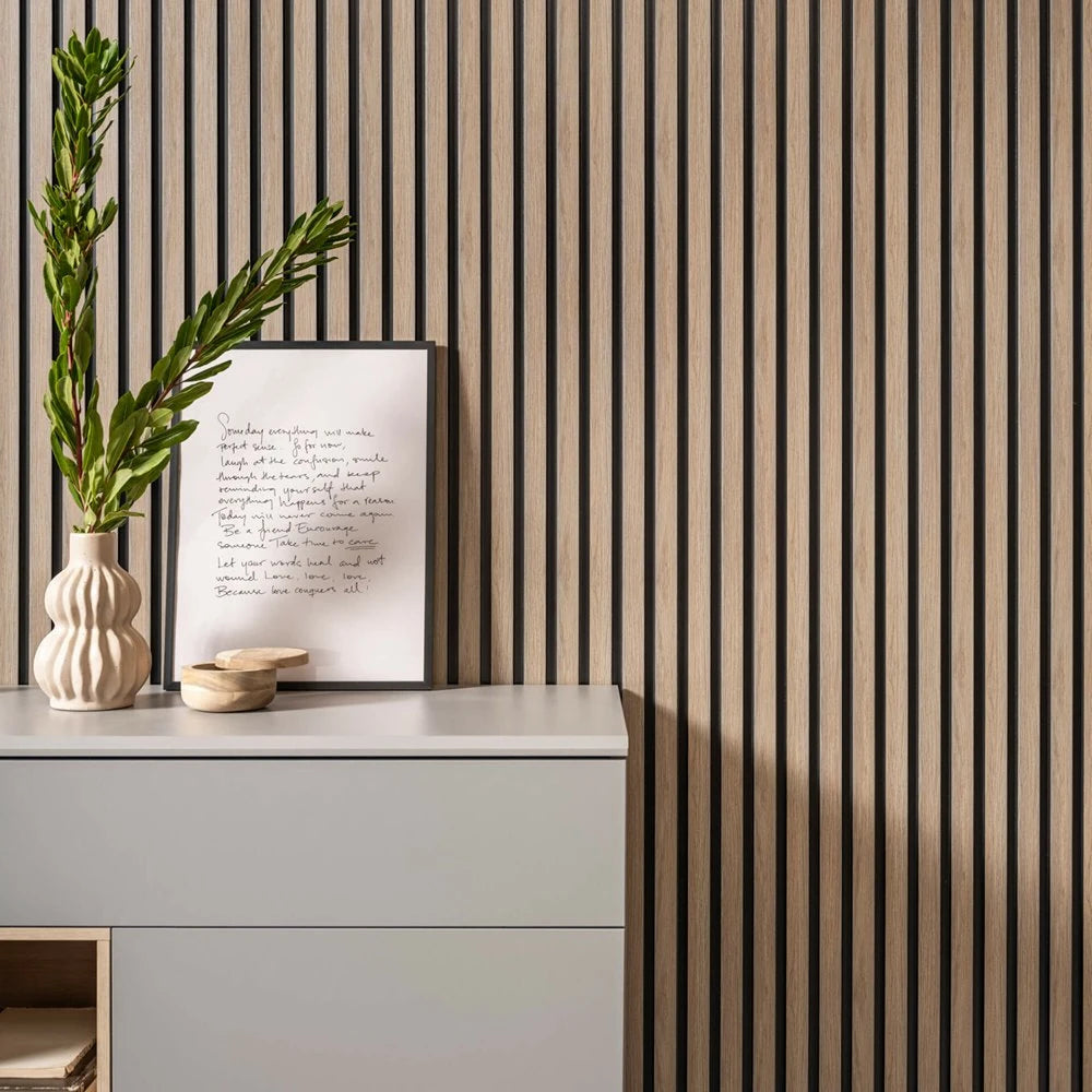 Panou decorativ riflaj polimer dur Lamelli Medio Gray Oak